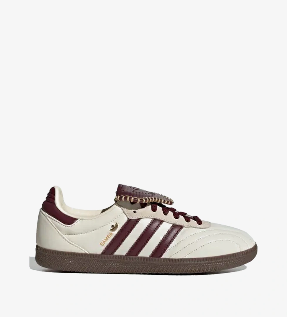 Adidas Cream White Maroon Gold Metallic Adidas Samba Long