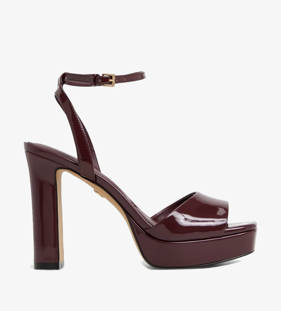 CHICGLEAM Kadın Bordo Topuklu Sandalet