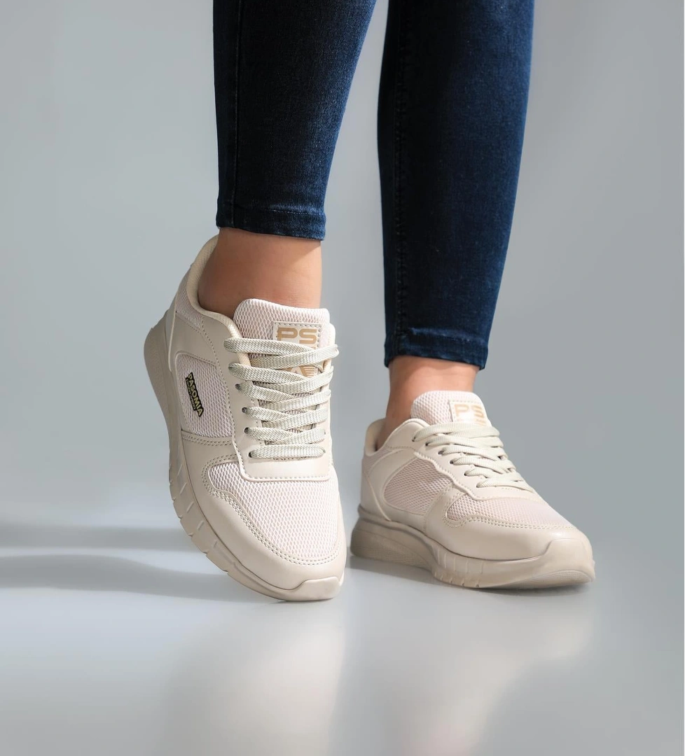 Rahat Nefes Alır Sneakers Bej Kadın Spor Ayakkabı 011