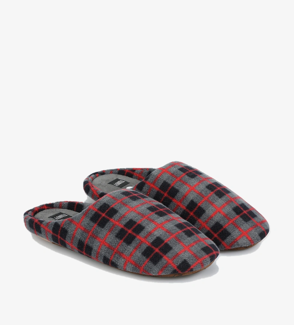 Siyah-Koyu Gri Erkek Ev Terliği - Görsel 1