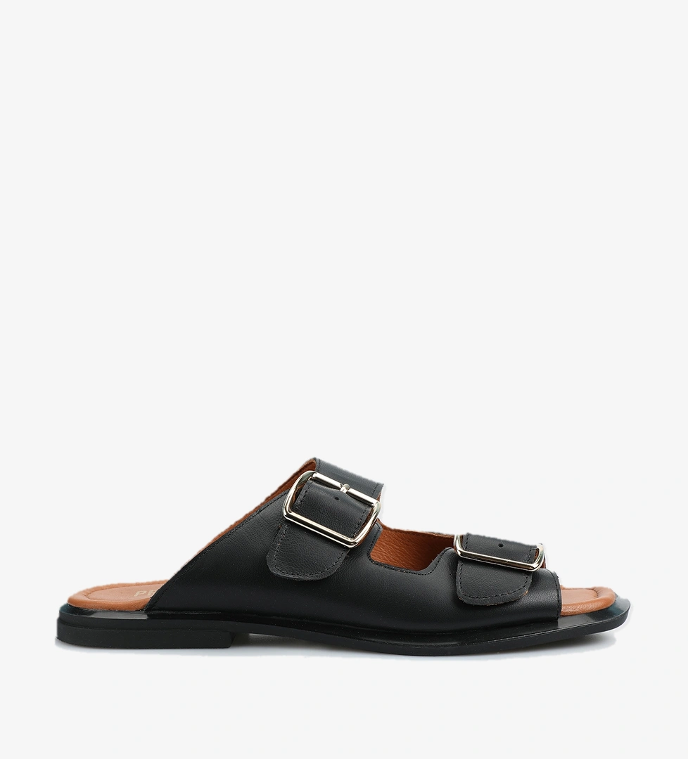 Siyah Deri Kadın Terlik - Görsel 1