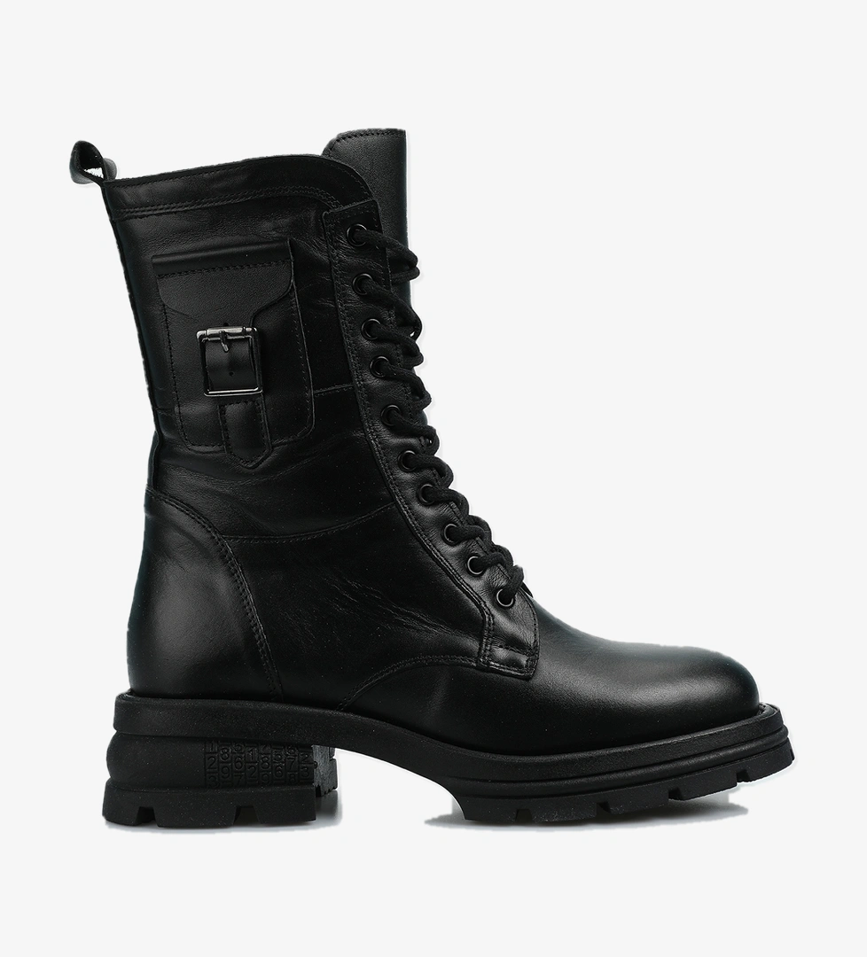 Siyah Deri Kadın Bot - Görsel 1