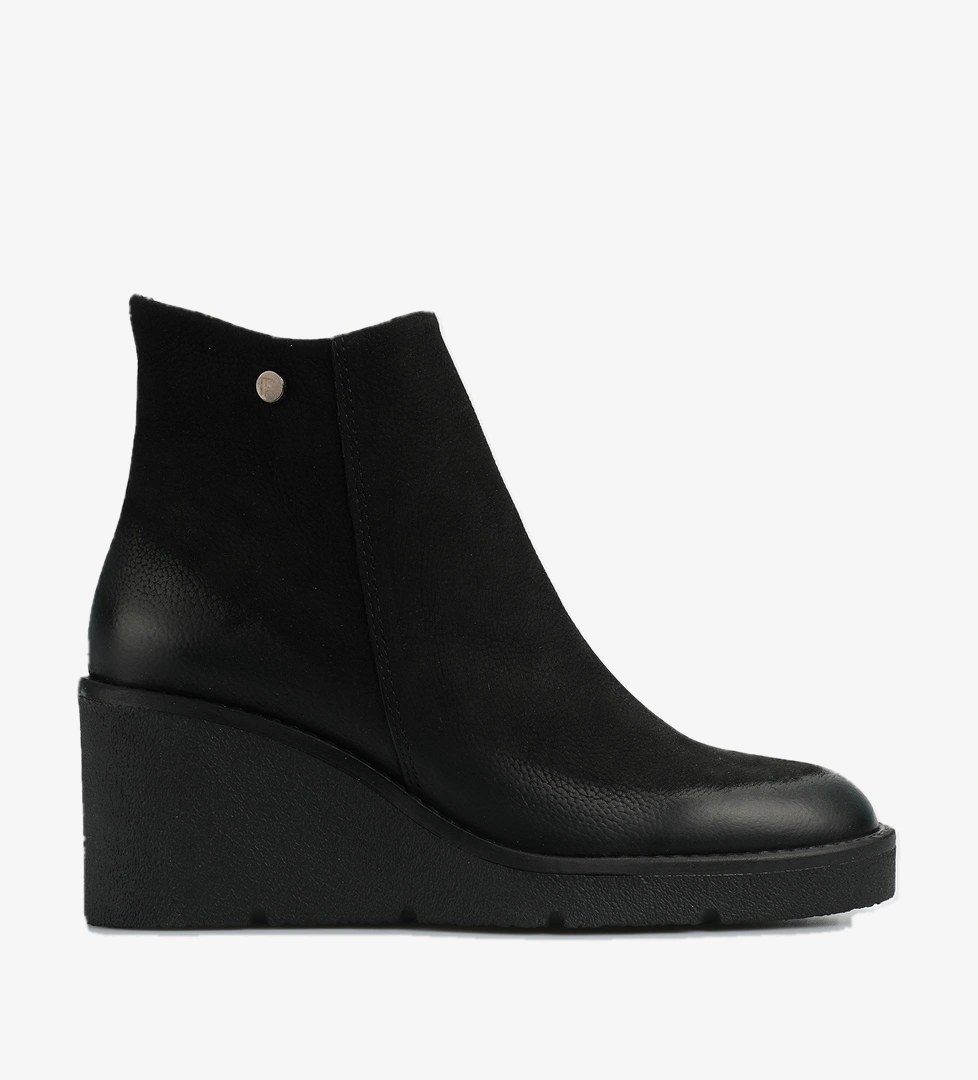 Siyah Deri Kadın Bootie - Görsel 1