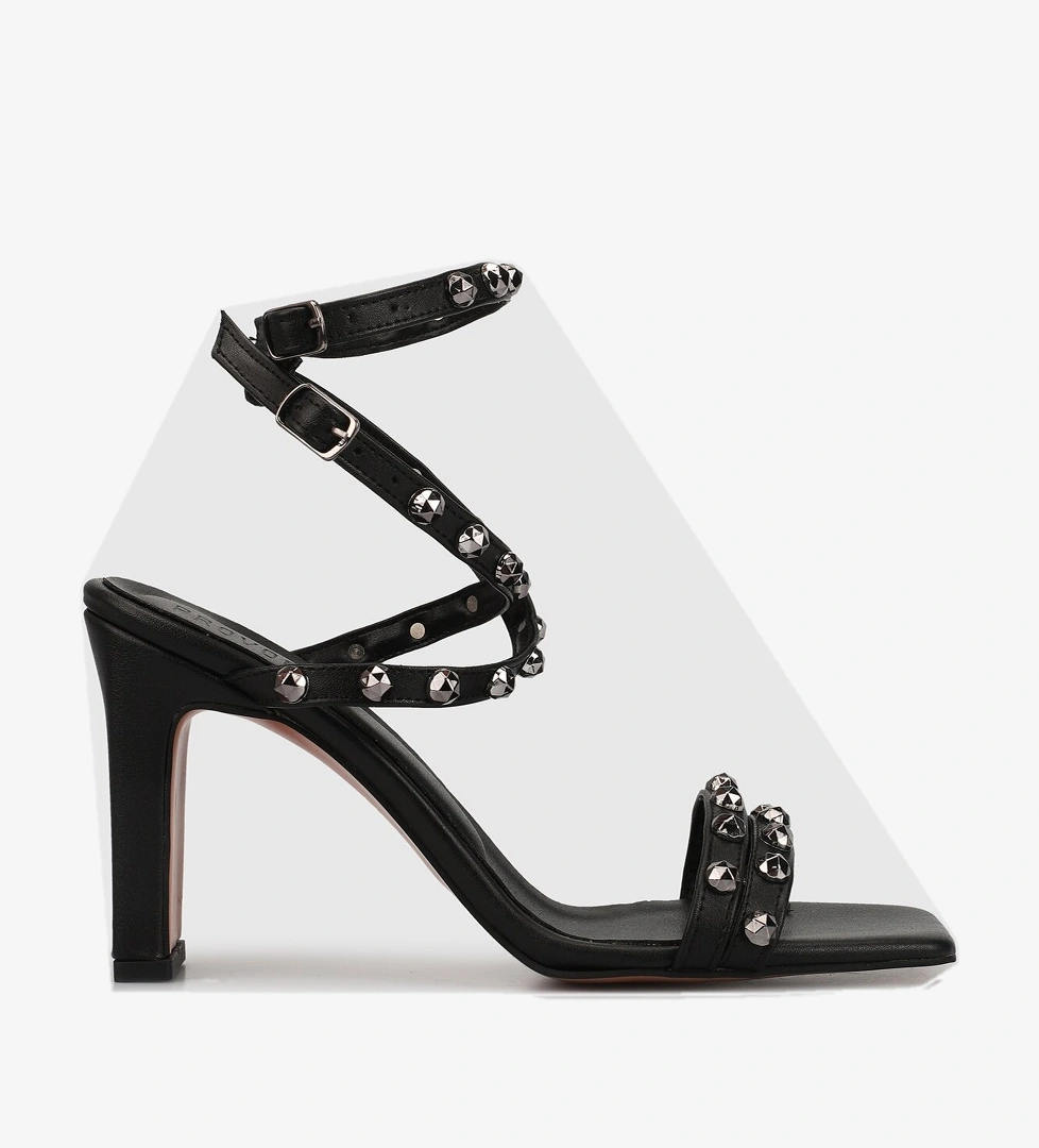 Siyah Kadın Topuklu Sandalet - Görsel 1