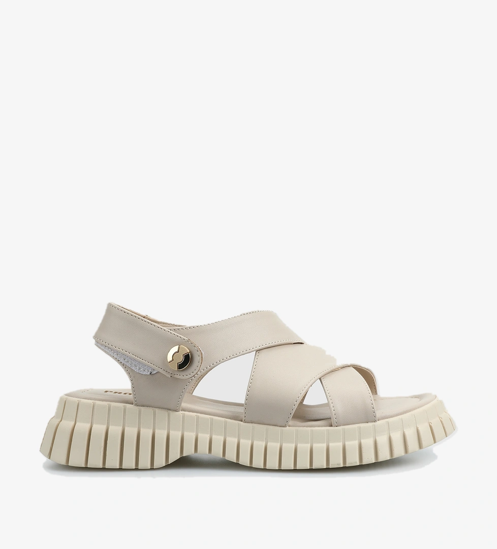 Bej Kadın Düz Sandalet - Görsel 1