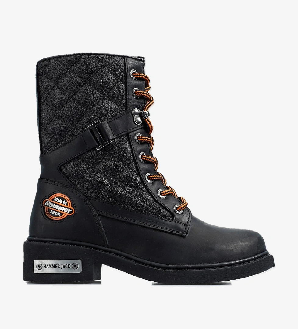 Siyah Deri Kadın Asker Botu - Görsel 1