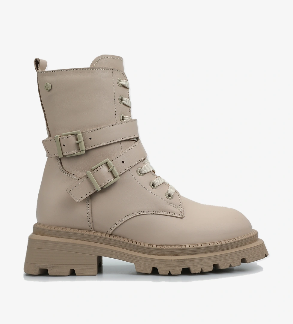 Yellen Bej Deri Kadın Bot - Görsel 1