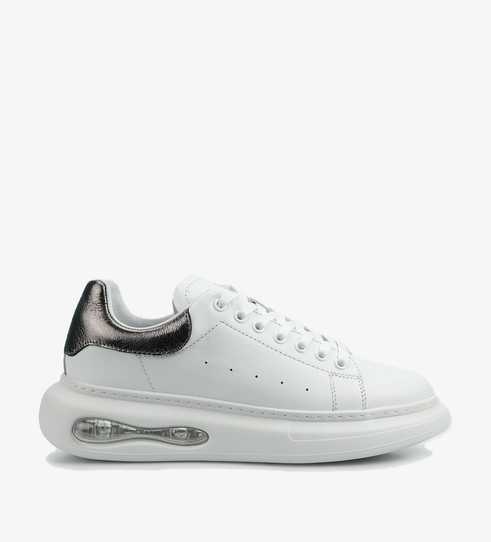 Platin Deri Kadın Sneaker - Görsel 1