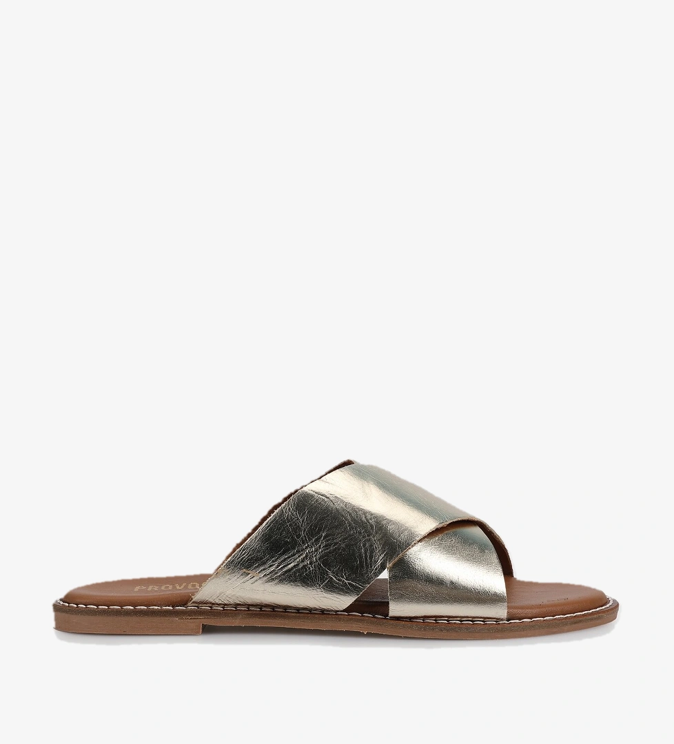 Altın Deri Kadın Terlik - Görsel 1