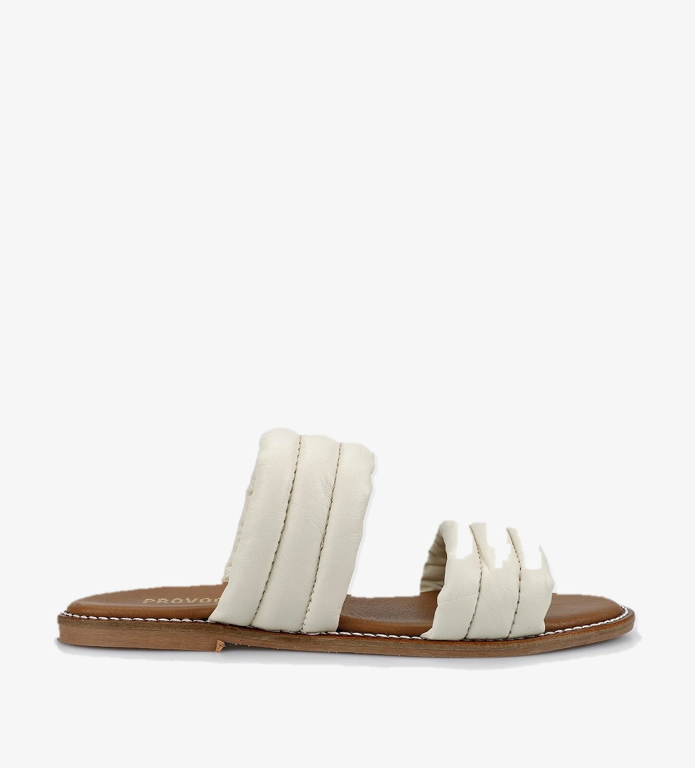 Ekru Deri Kadın Terlik - Görsel 1