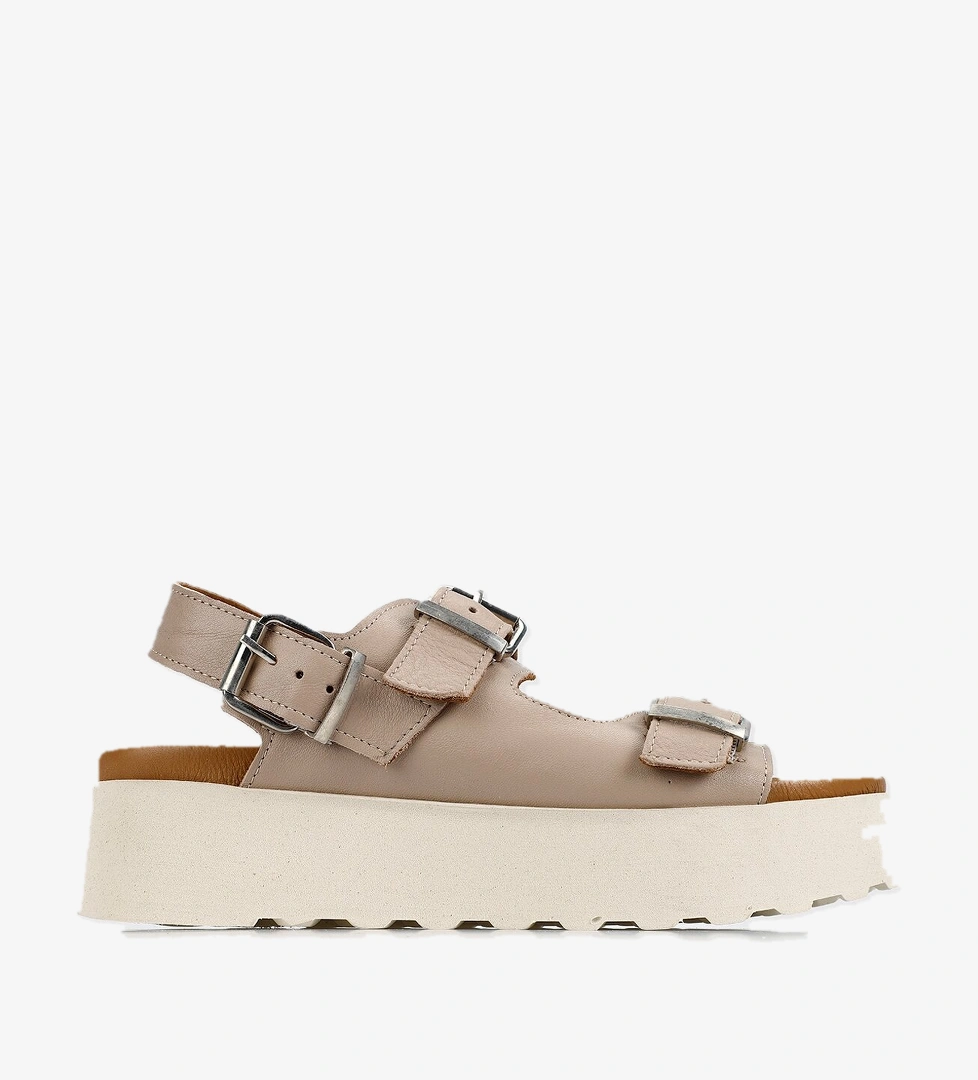 Nude Deri Kadın Düz Sandalet - Görsel 1