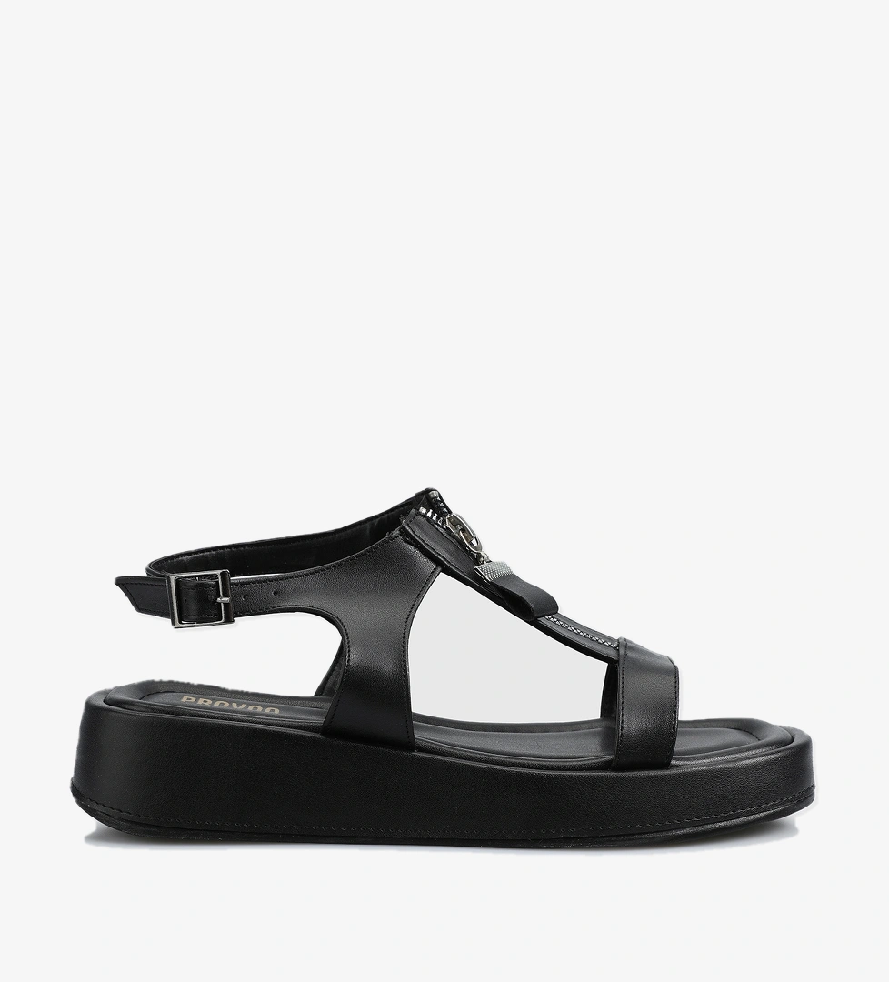 Siyah Kadın Düz Sandalet - Görsel 1