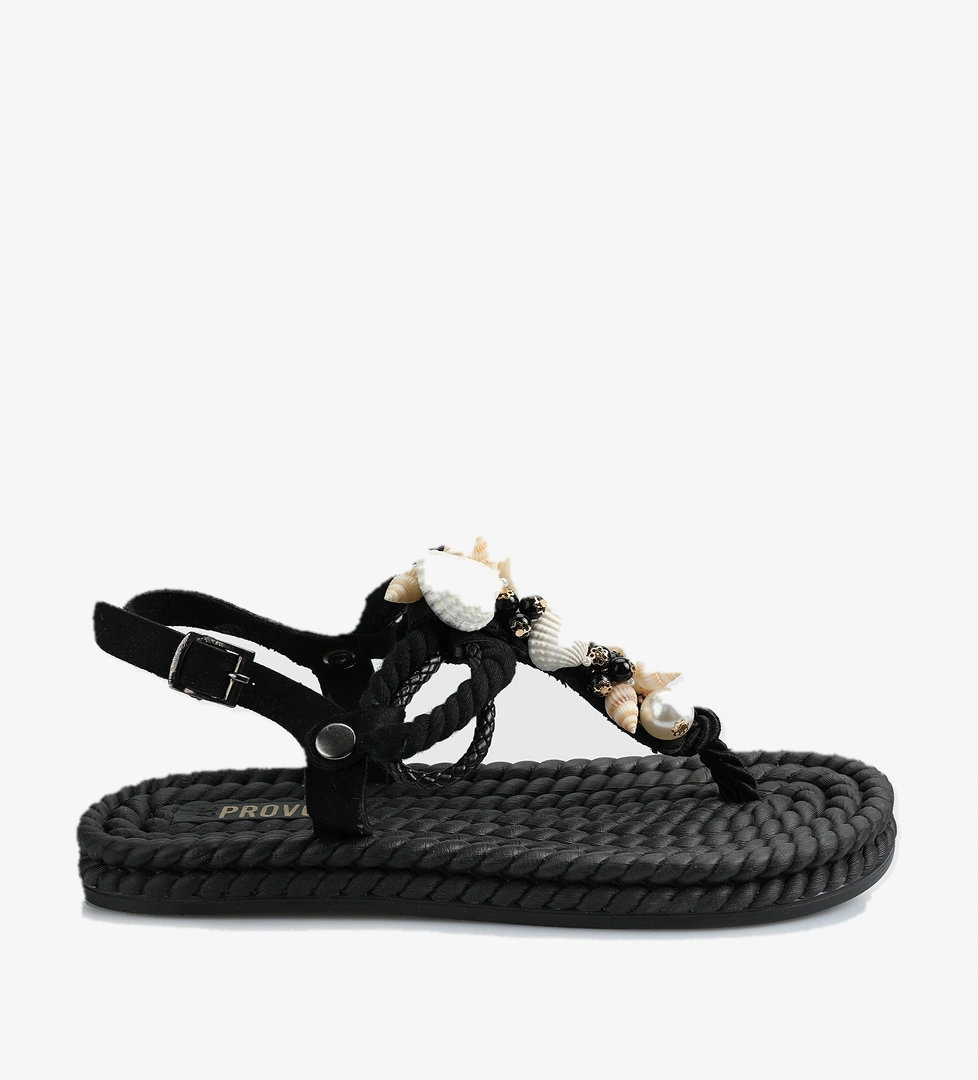 Siyah Kadın Düz Sandalet - Görsel 1