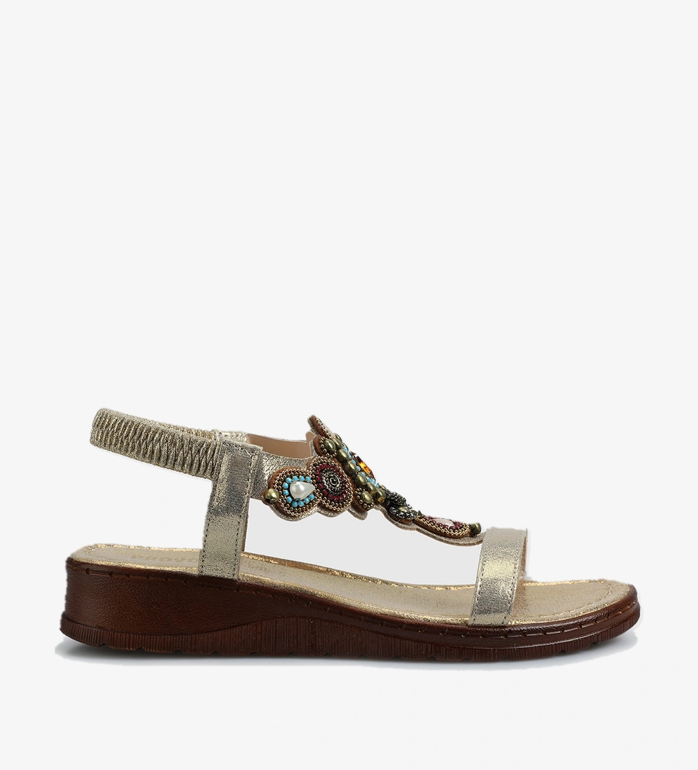 Altın Kadın Düz Sandalet - Görsel 1