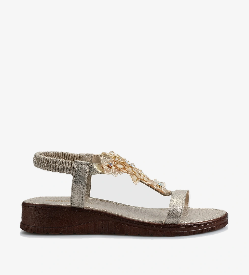 Altın Kadın Düz Sandalet - Görsel 1