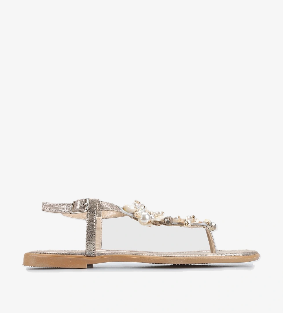 Altın Kadın Düz Sandalet - Görsel 1