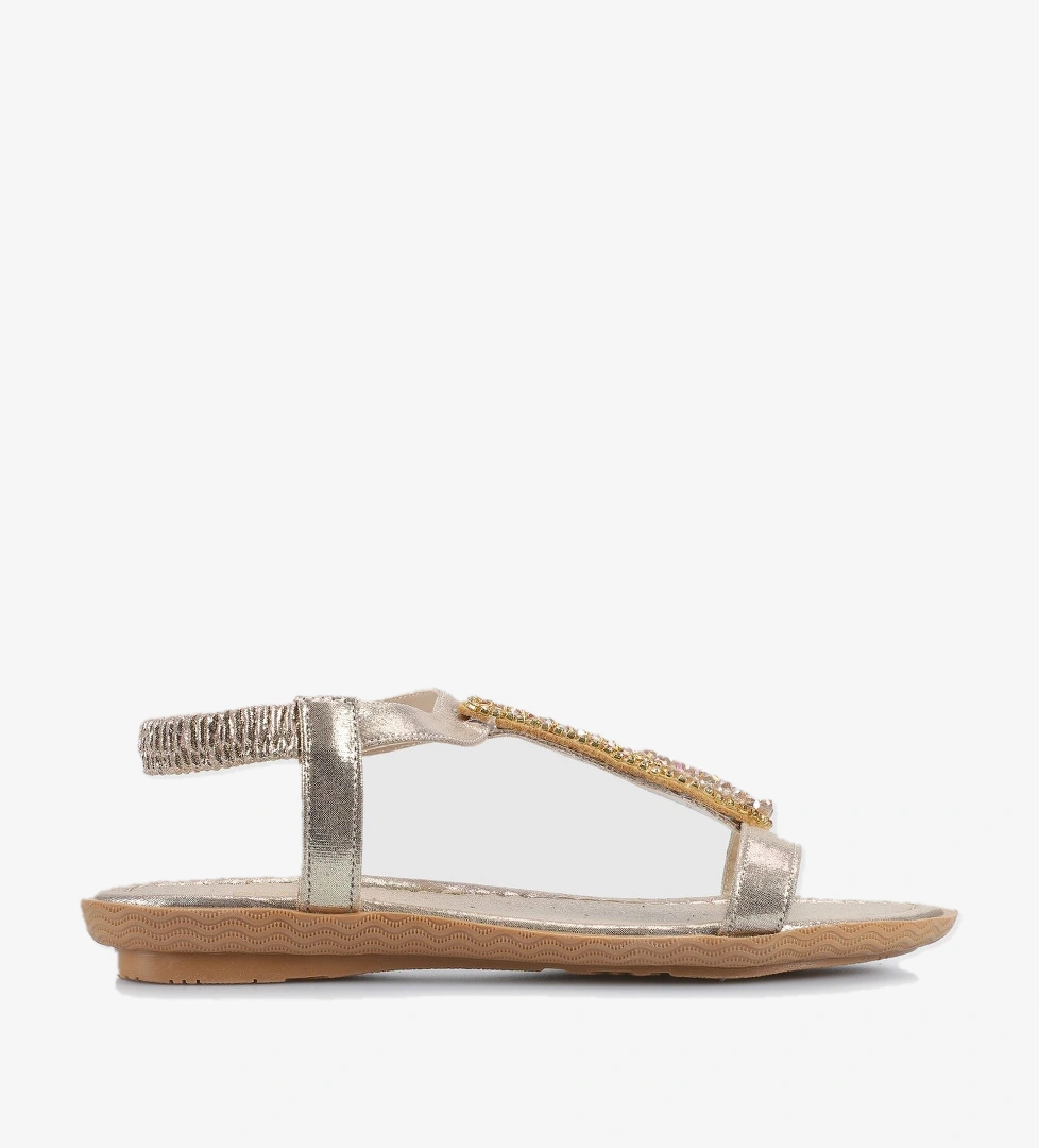 Altın Kadın Düz Sandalet - Görsel 1