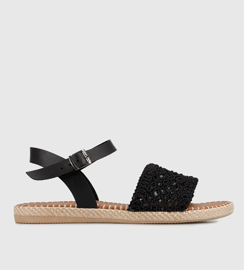 Siyah Kadın Düz Sandalet - Görsel 1