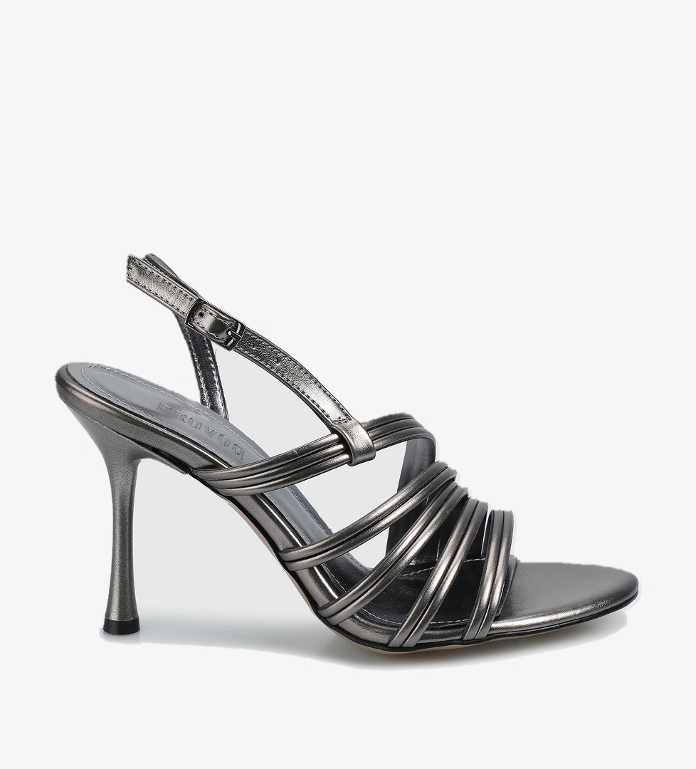 Platin Kadın Topuklu Sandalet - Görsel 1