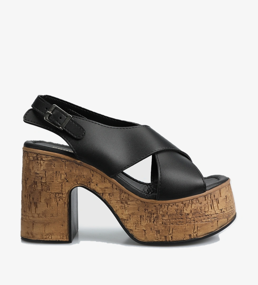 Siyah Kadın Topuklu Sandalet - Görsel 1