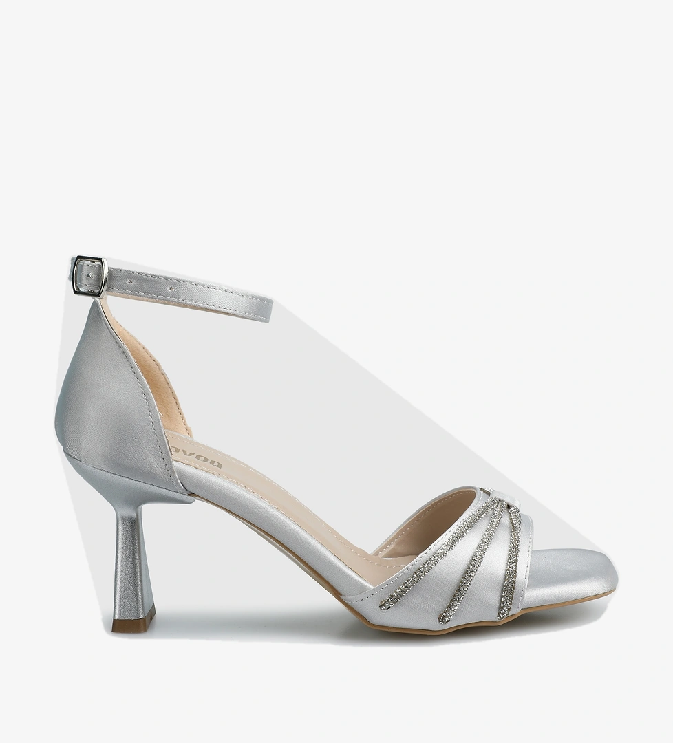 Gümüş Kadın Topuklu Sandalet - Görsel 1