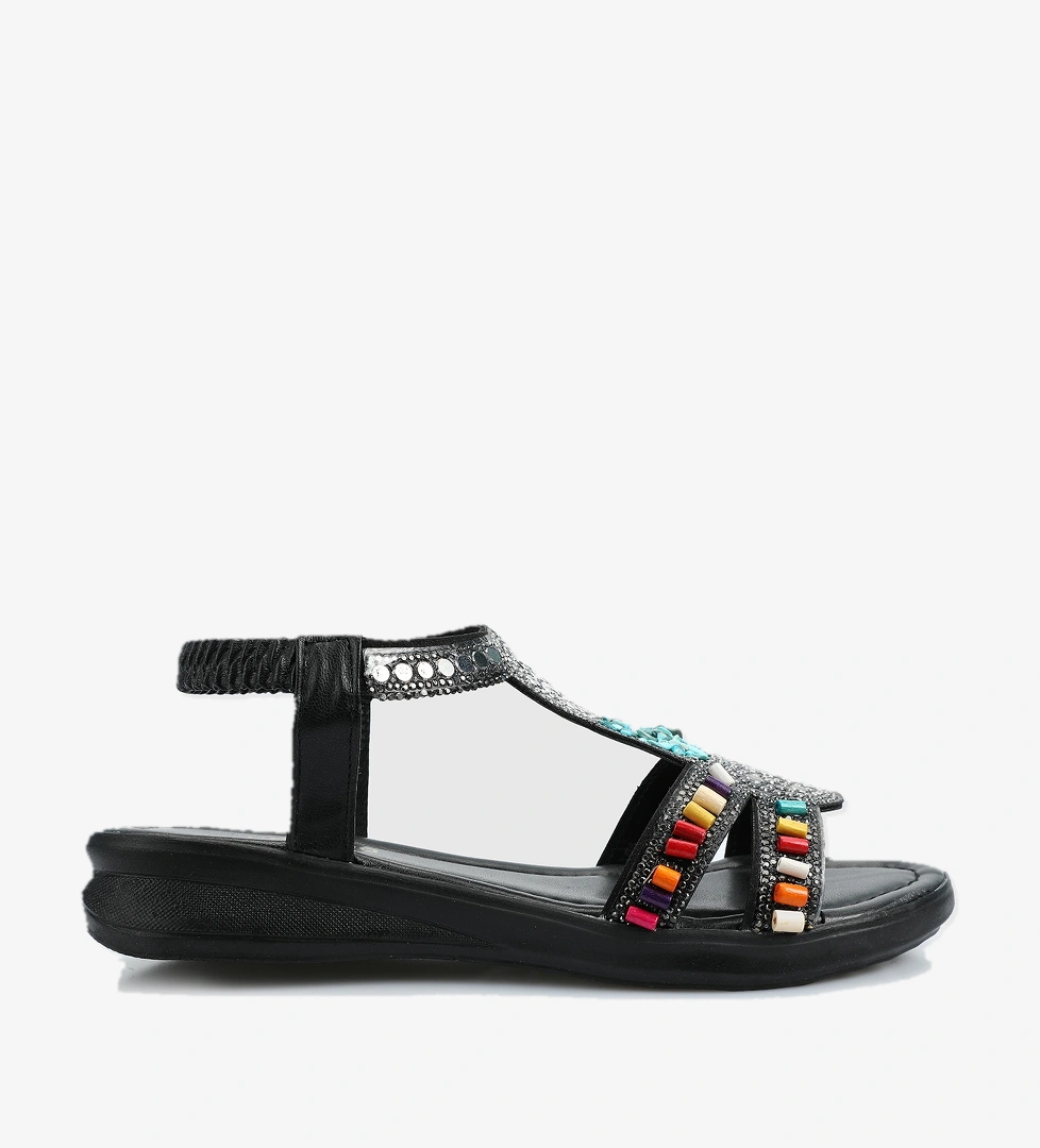 Siyah Kadın Düz Sandalet - Görsel 1