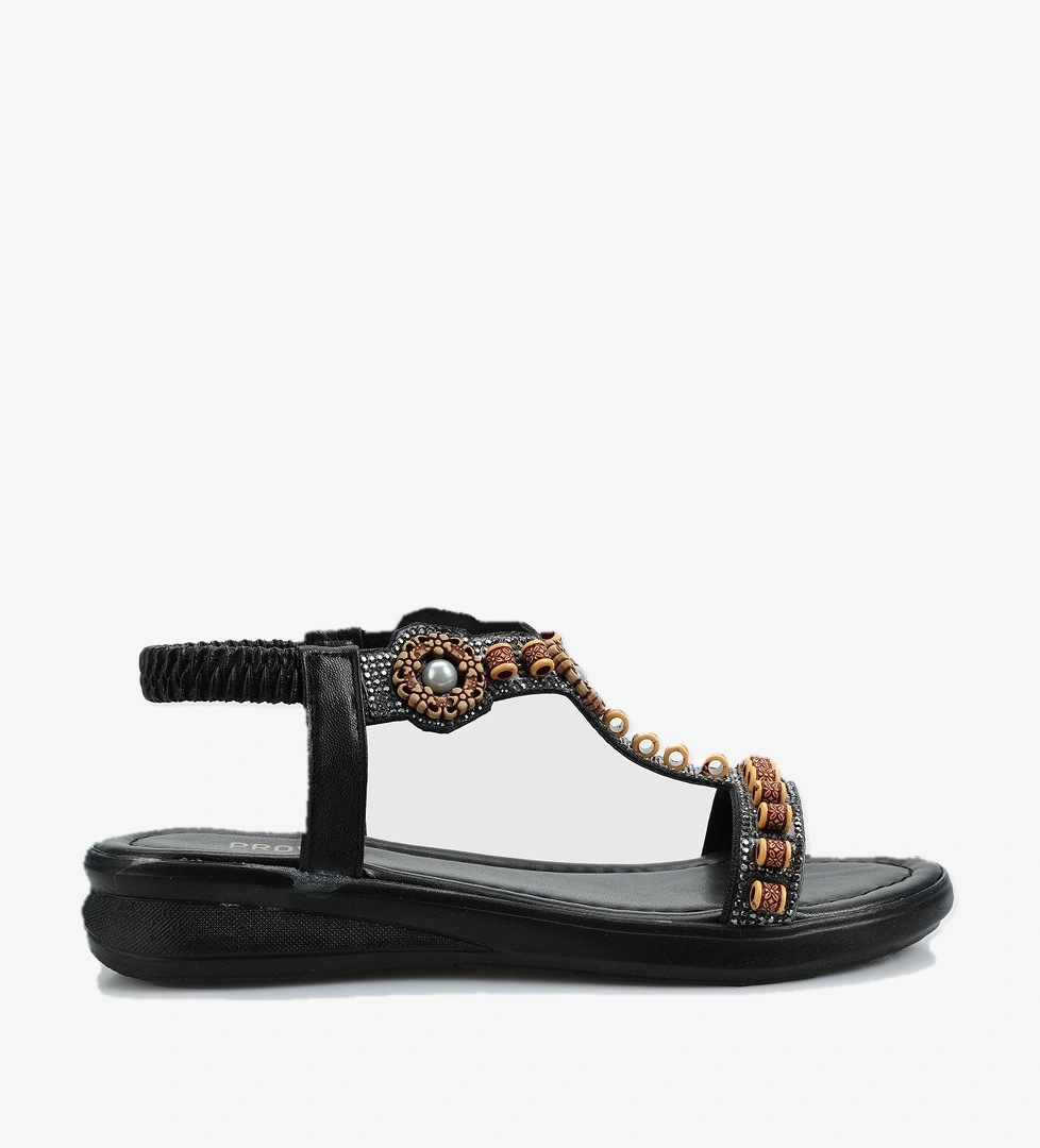 Siyah Kadın Düz Sandalet - Görsel 1