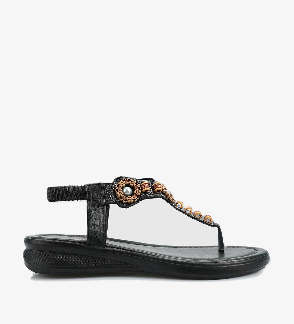 Siyah Kadın Düz Sandalet - Görsel 1