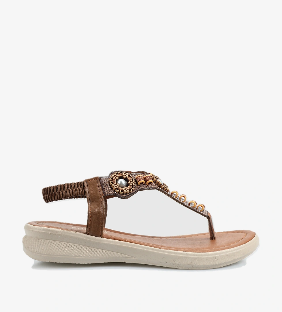 Taba Kadın Düz Sandalet - Görsel 1