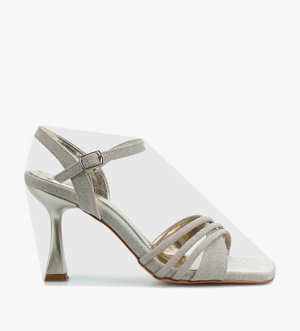 Altın Kadın Topuklu Sandalet - Görsel 1