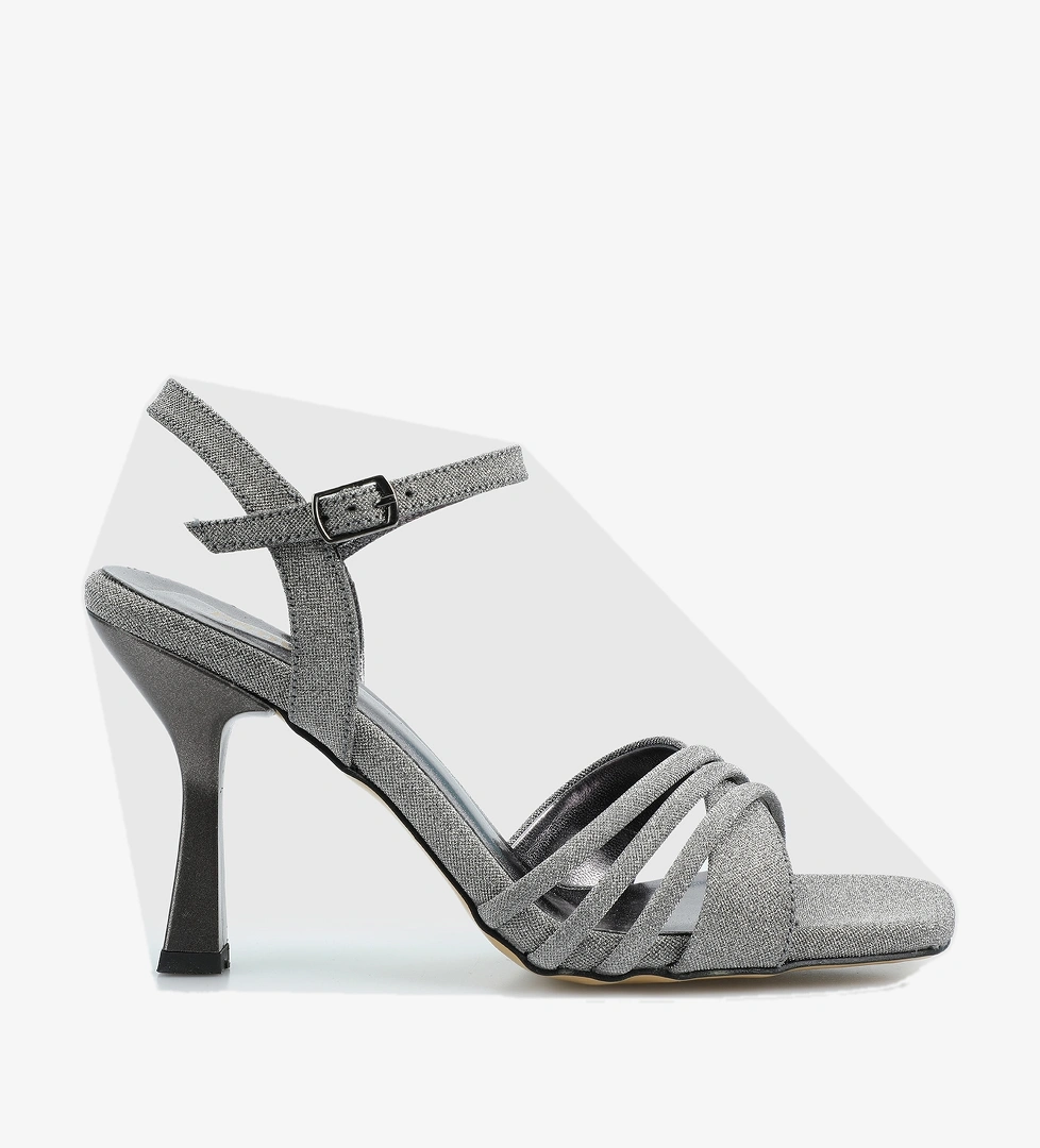 Platin Kadın Topuklu Sandalet - Görsel 1