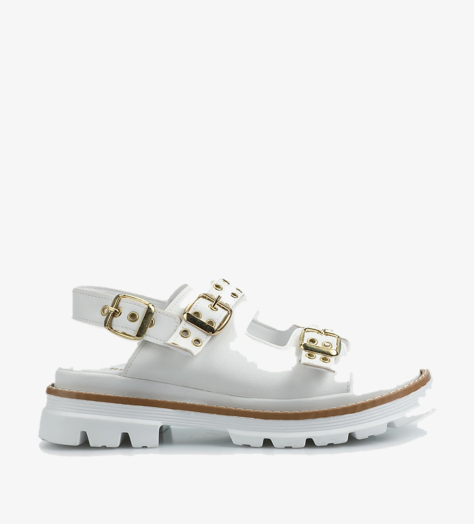 Beyaz Kadın Düz Sandalet - Görsel 1