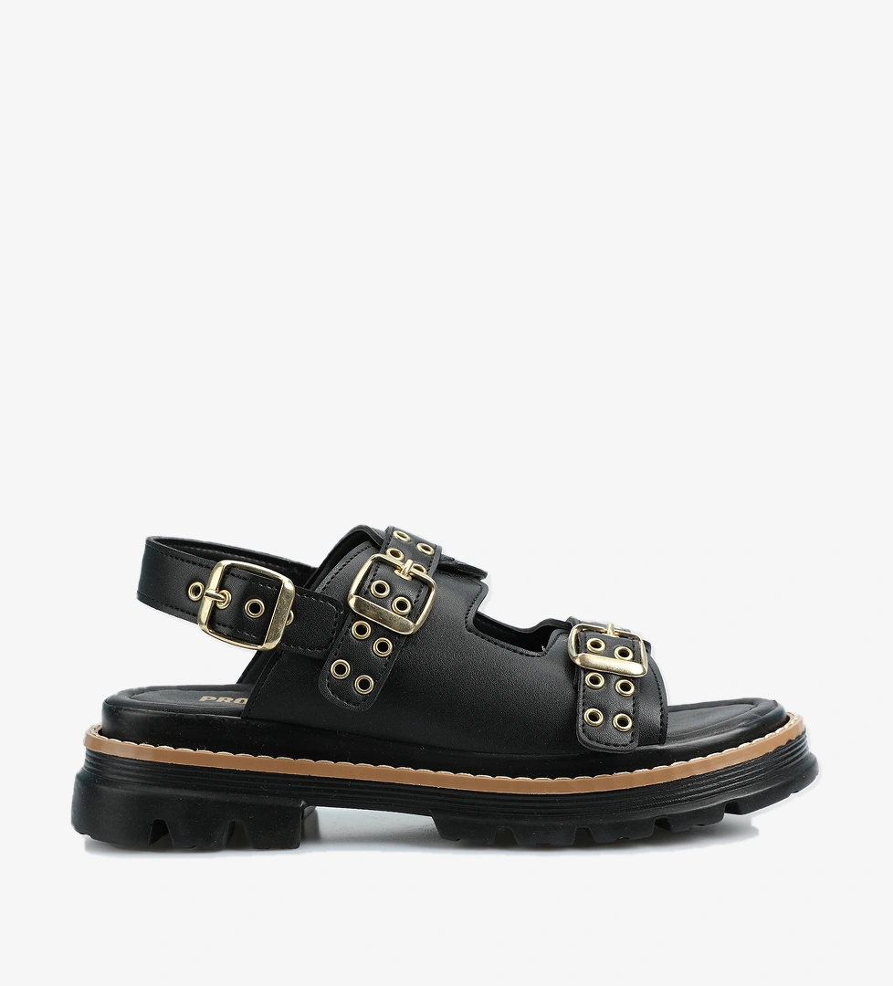 Siyah Kadın Düz Sandalet - Görsel 1