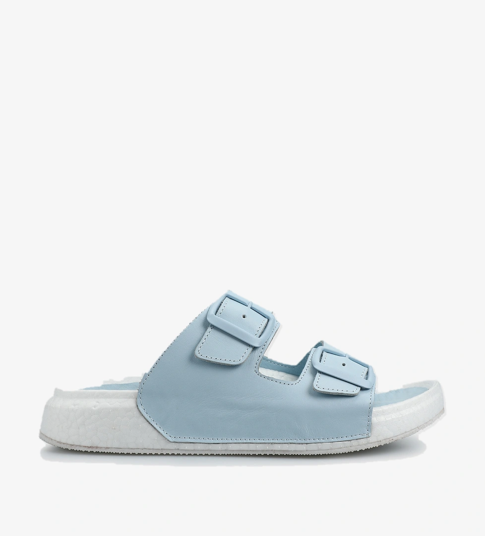 Bebe Mavisi Deri Kadın Konfor Terlik - Görsel 1