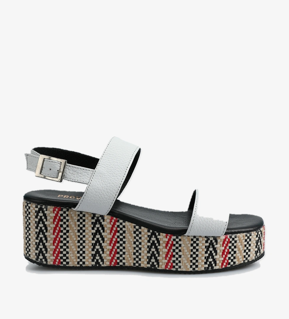 Beyaz Deri Kadın Topuklu Sandalet - Görsel 1