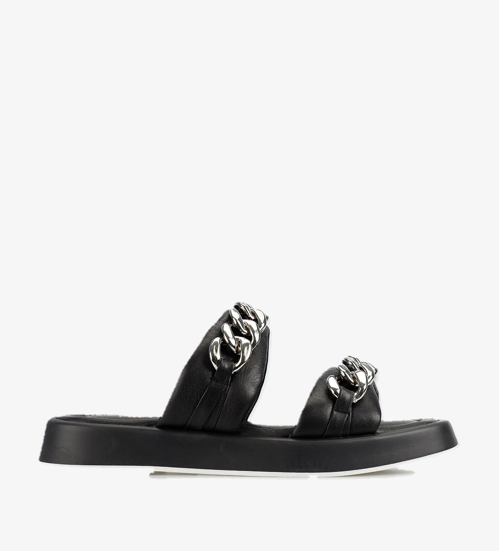 Siyah Deri Kadın Terlik - Görsel 1