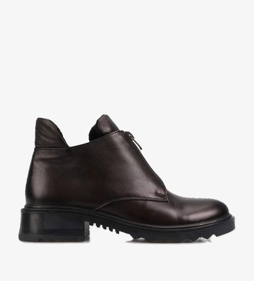 Kahve Deri Kadın Bot - Görsel 1