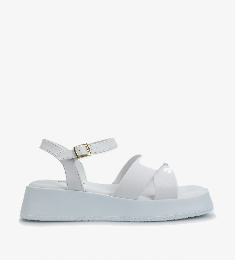 Beyaz Kadın Düz Sandalet - Görsel 1