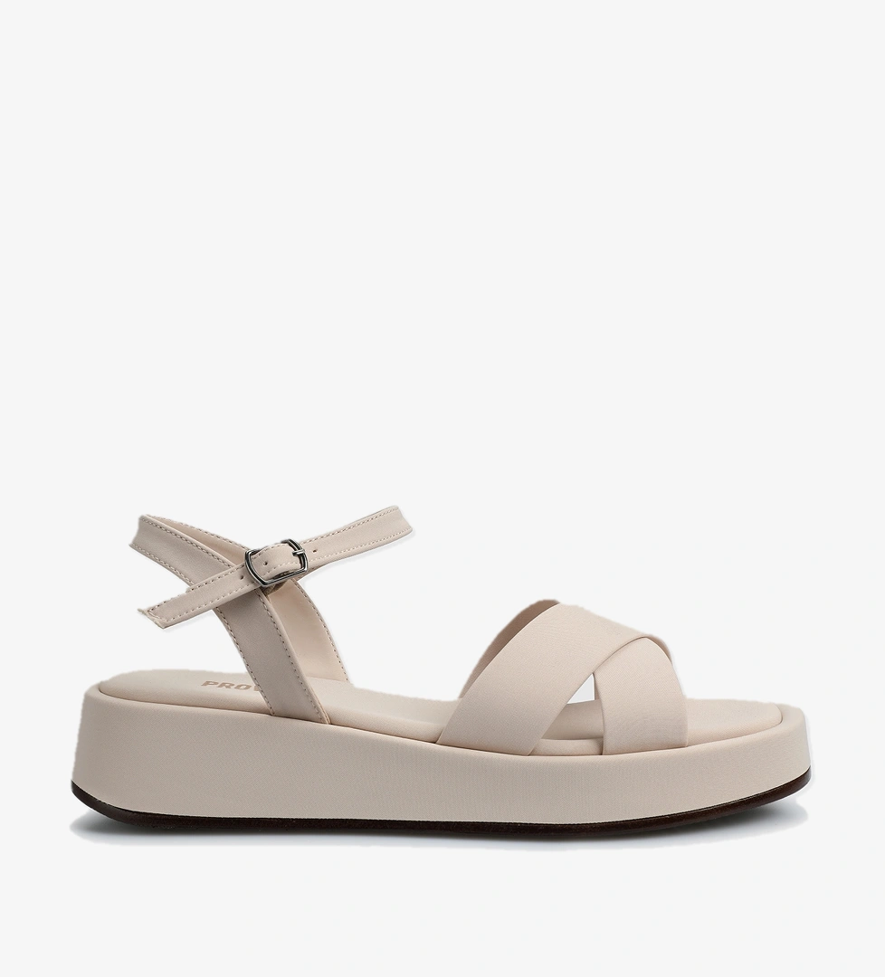 Bej Kadın Düz Sandalet - Görsel 1