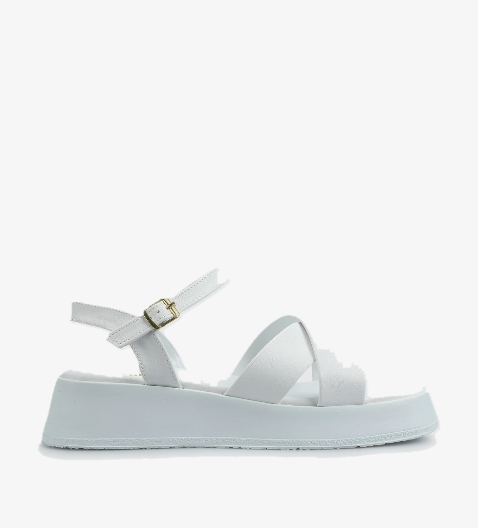 Beyaz Kadın Düz Sandalet - Görsel 1