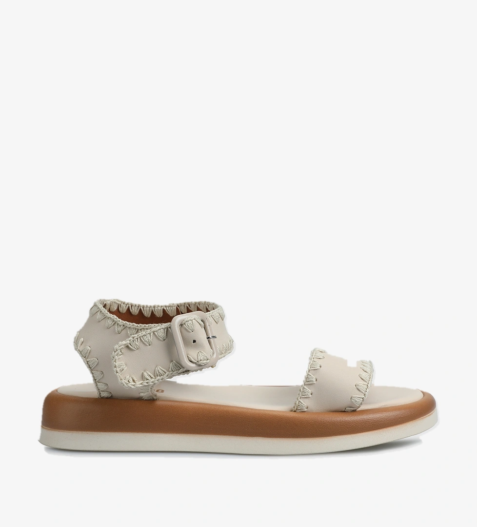 Ekru Kadın Düz Sandalet - Görsel 1