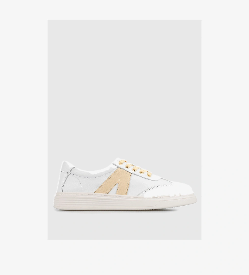 Sarı Deri Kadın Sneaker - Görsel 1