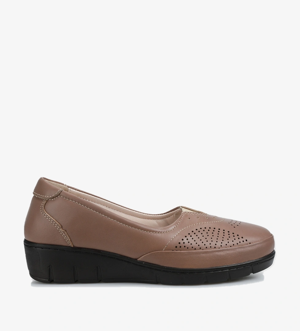 Vizon Deri Kadın Sneaker - Görsel 1