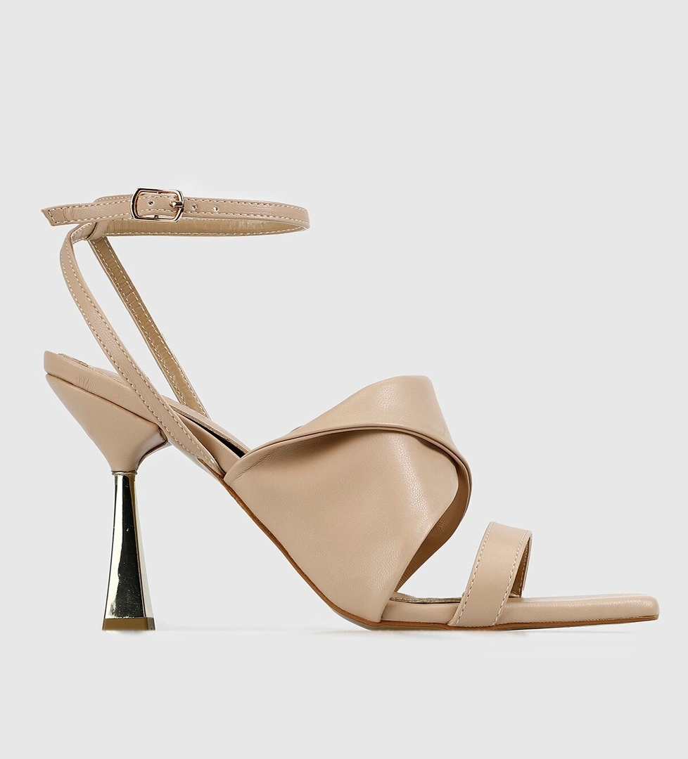 Bej Kadın Topuklu Sandalet - Görsel 1