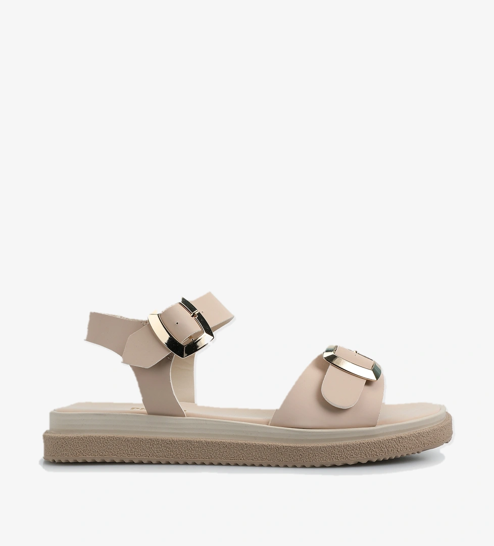 Ekru Kadın Düz Sandalet - Görsel 1