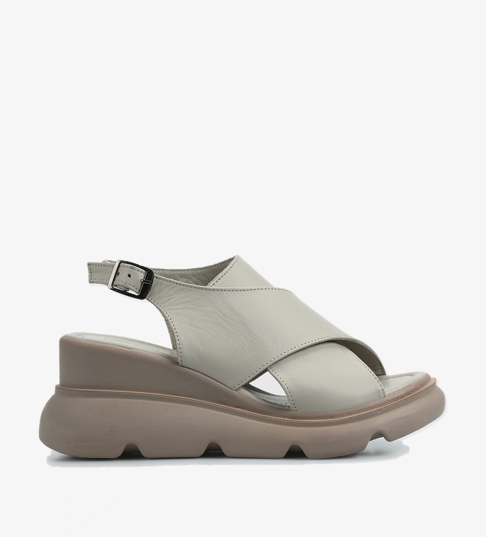 Vizon Deri Kadın Topuklu Sandalet - Görsel 1