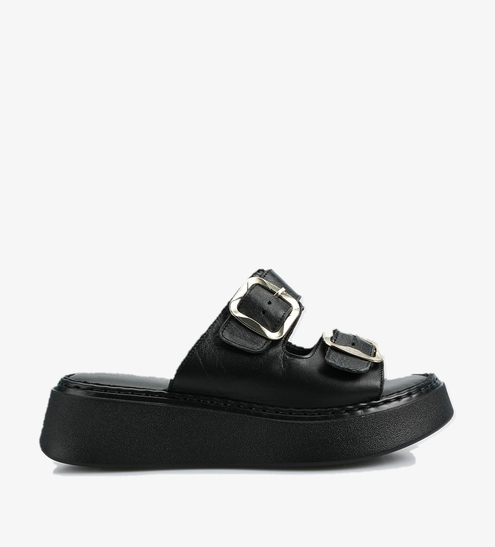 Siyah Deri Kadın Terlik - Görsel 1