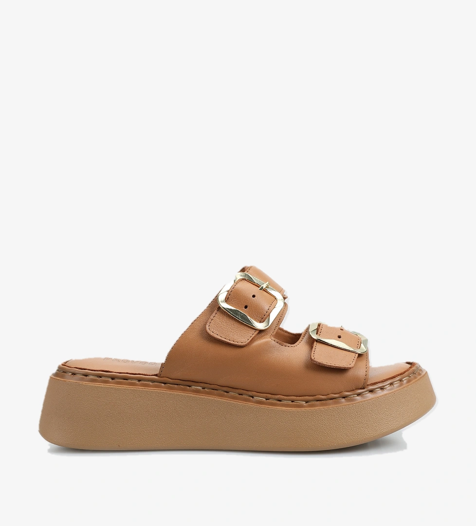 Taba Deri Kadın Terlik - Görsel 1