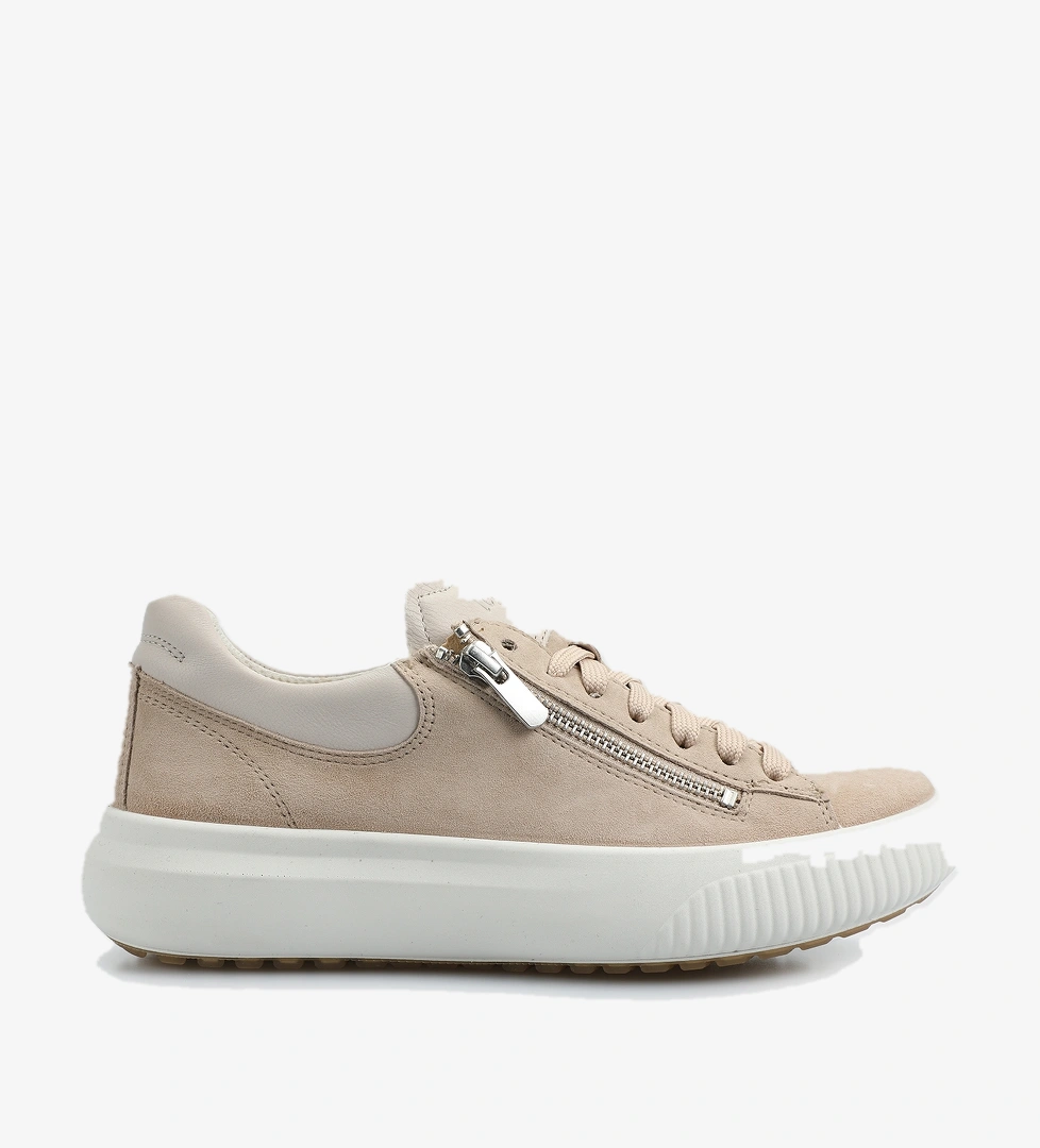 Bej Deri Kadın Sneaker - Görsel 1