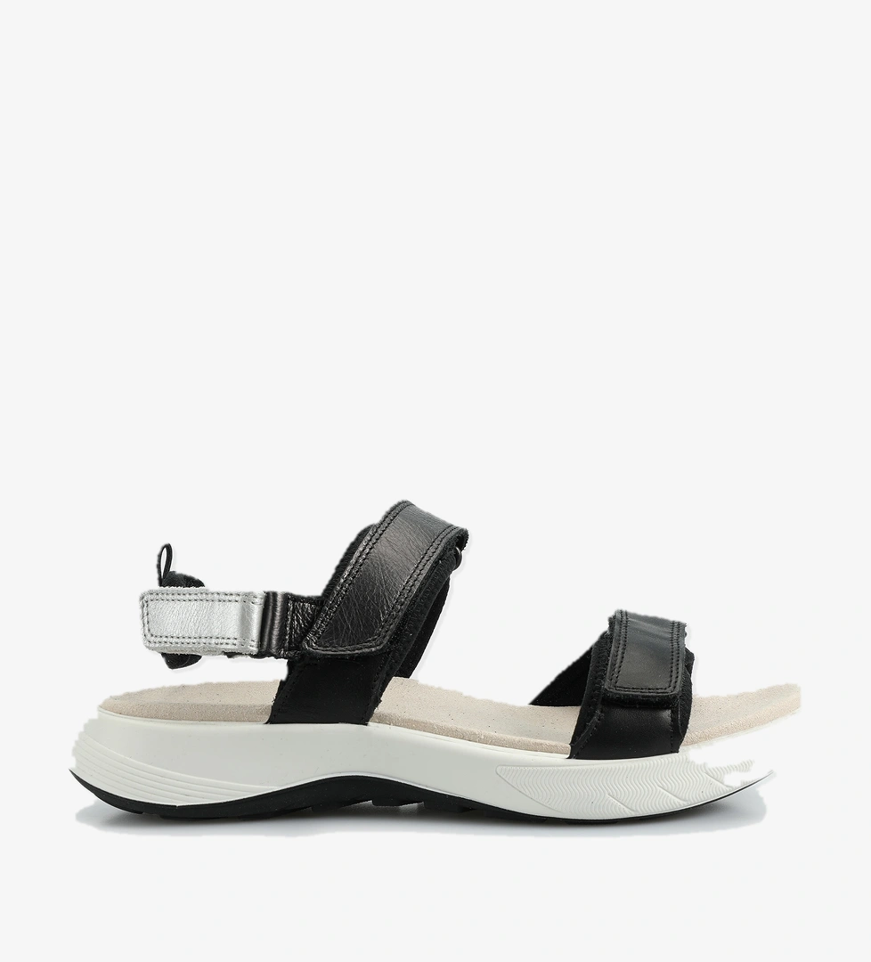 Siyah Deri Kadın Düz Sandalet - Görsel 1